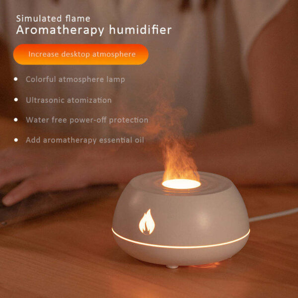 Flame Humidifier Aromatherapy Diffuser 7 Colors Light Home Air Humidifier 130ML USB Room Fragrance Essential Oil Diffuser - Image 4