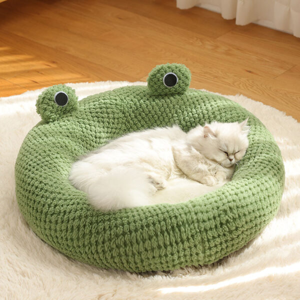 Pet Cat Dog Nest Little Frog Series Warm Plush Mat Autumn Winter Pet House Full Package Nest For Small Cats Dogs Within 5KG - Image 2