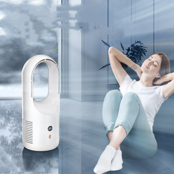 Electric Bladeless Fan Cooler Desktop Portable Usb Rechargable Air Cooling Fan Wireless Led Display Silent 360 Circulation - Image 3