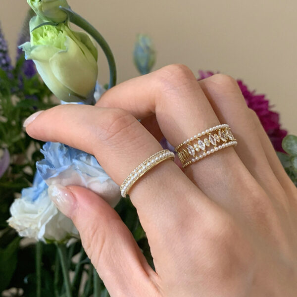 Light Luxury Pearl Open-end Zircon Ring Female Special-interest Design - Image 3