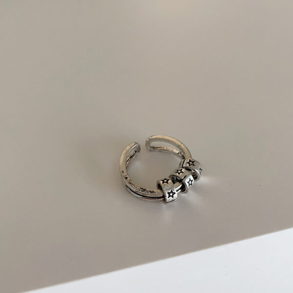 Distressed Retro Pentagram Ring - Image 7