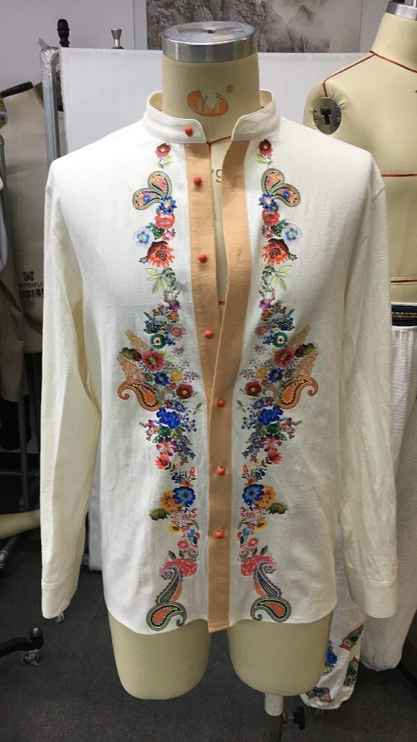 Retro Men's Casual Tops Open Collar Embroidered Shirt - Image 3