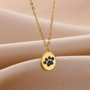 Cat Foot Print Necklace Stainless Steel Light Luxury Minority Design Sense