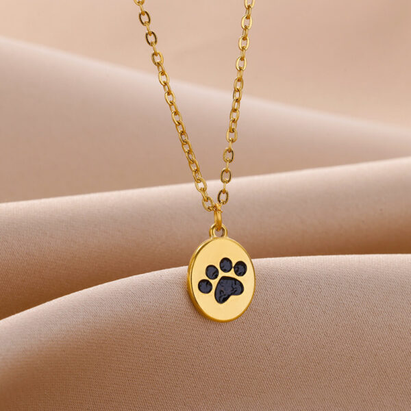 Cat Foot Print Necklace Stainless Steel Light Luxury Minority Design Sense