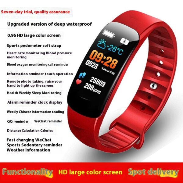 C1 Blood Pressure Heart Rate Waterproof Color Screen Bluetooth Pedometer Sports Watch - Image 8