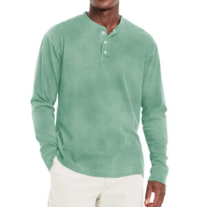 Digital Printing Two-color Henley Shirt 7-button Men's Casual Long Sleeve
