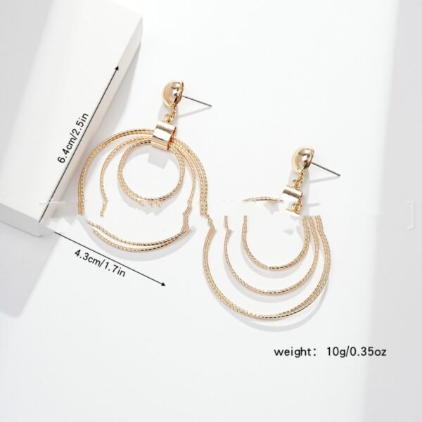 Fashion Simple Geometric Shape Multiple Hollow Concentric Circle Design Special Interest Earrings - Image 3