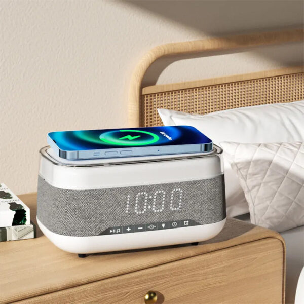 Intelligent Multifunctional Alarm Clock Bluetooth Speaker Wireless Charger Fast Charge Clock Atmosphere Night Light Home Decor - Image 4