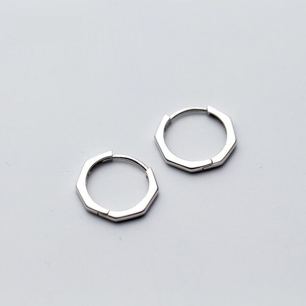 S925 Silver Octagon Ear Clip Black - Image 4