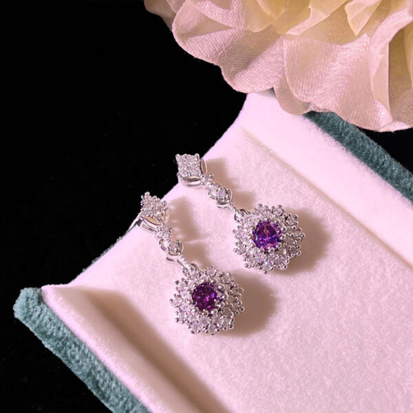 Amethyst Rings Pendants Stud Earrings Three-piece Set - Image 4