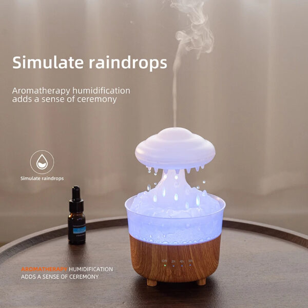 Rain Cloud Night Light Humidifier With Raining Water Drop Sound And 7 Color Led Light Essential Oil Diffuser Aromatherapy - Image 3