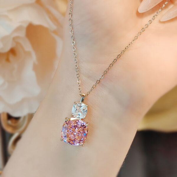 High Carbon Diamond Ice Flower Cut All-match Necklace - Image 2
