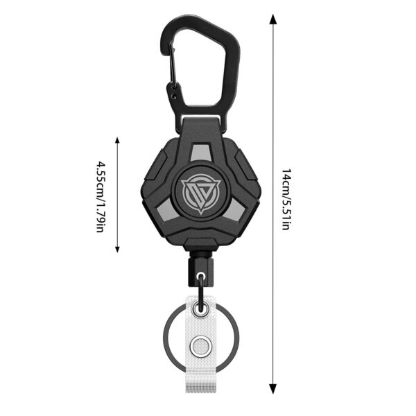 Polygon Climbing Button Carabiner Retractable Key Ring - Image 3