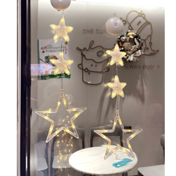 Christmas 3pcs LED Light Star Xmas Tree Hanging Sucker Lamp Window Ornaments Decoration For Home Xmas Navidad New Year Decor Christmas Decorations - Image 3