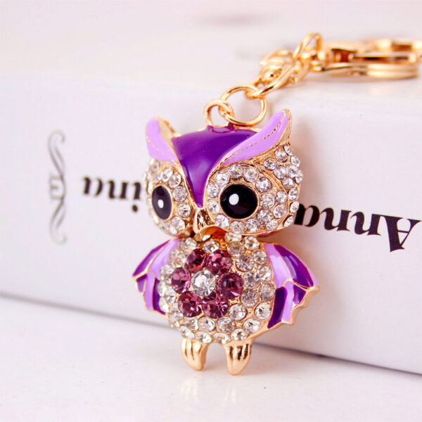 Creative Cartoon Diamond Inlaid Owl Car Keychain Pendant - Image 7