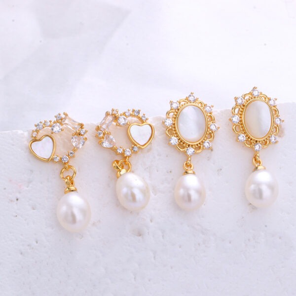S925 Silver Pearl Stud Earrings - Image 2