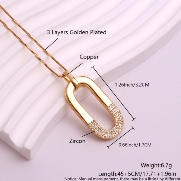 Oval Inlaid Zircon Ear Stud Necklace Female - Image 6