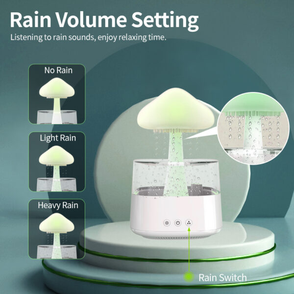2-in-1 Desk Humidifier Rain Cloud Aromatherapy Essential Oil Zen Diffuser & Raining Cloud Night Light Mushroom Lamp - Image 4