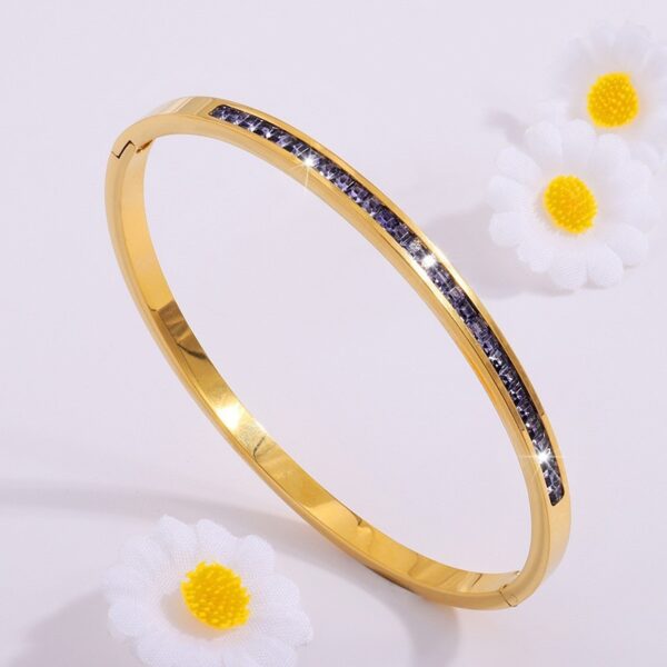Titanium Steel Electroplated Diamond Silver Bracelet European And American Fashion Bracelet Ornament - Image 3