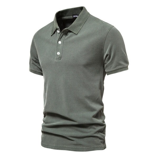 Lapel European And American Sports Men Twill Short Sleeve - Image 2
